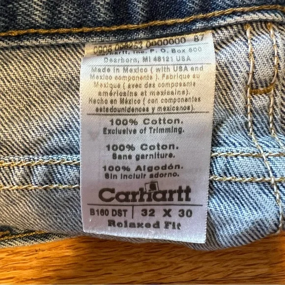 Carhartt Raw Hem Blue Denim Cutoff Shorts - Picture 2 of 3